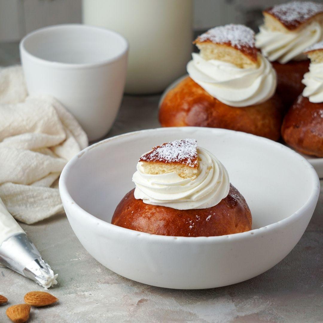 Homemade Sweet Buns filled with Vanilla Whipped Cream
